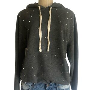 Zara Trafaluc Gray Knit Sweater w Pearls & Hoodie - Size Med